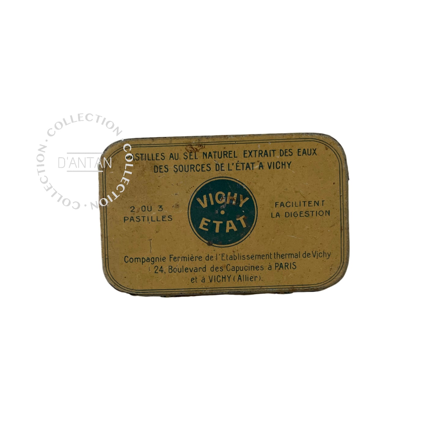 Boîte en Tôle Ancienne Vintage Pastilles Vichy-État