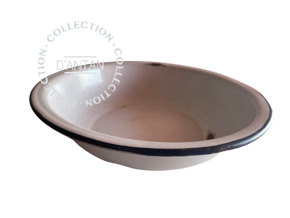 Weiß und blau emailliertes Waschbecken, Durchmesser 30,5 cm