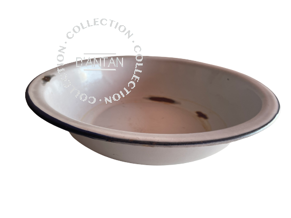 Weiß und blau emailliertes Waschbecken, Durchmesser 30,5 cm