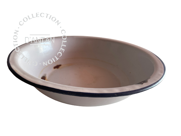 Weiß und blau emailliertes Waschbecken, Durchmesser 30,5 cm