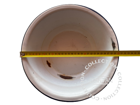 Weiß und blau emailliertes Waschbecken, Durchmesser 30,5 cm
