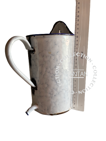 Pot à Lavement Émaillée Blanc Marbré et Bleu 2 Litres