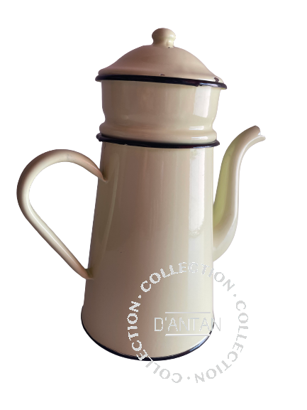 Cafetière Émaillée Jaune et Noir