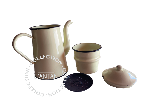 Cafetière Émaillée Jaune et Noir