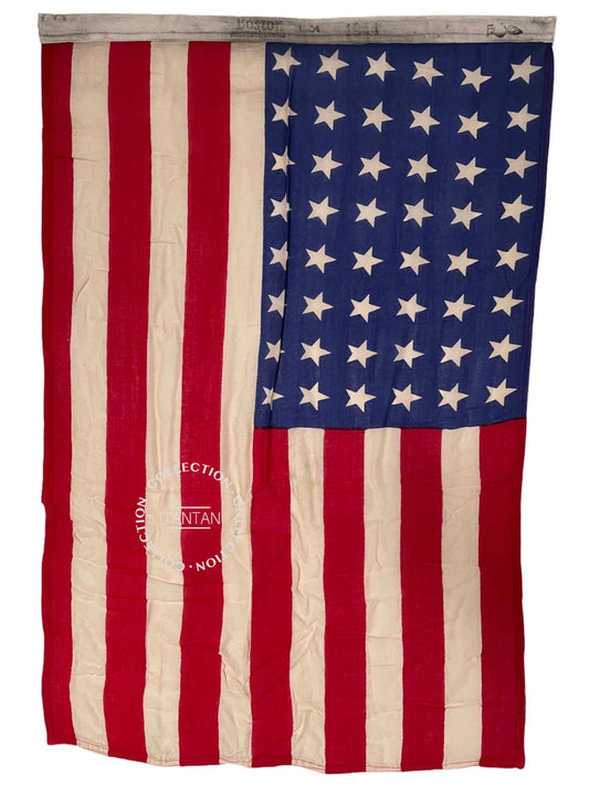 Drapeau Américain 48 Étoiles Imprimés 90x60cm avec Tampons US Boston 1944 Reproduction Vieillie