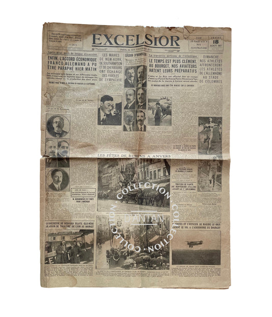 Journal Excelsior Paris daté 18 Août 1927 Original