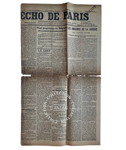 Journal L’Écho de Paris 1er Décembre 1914 Original