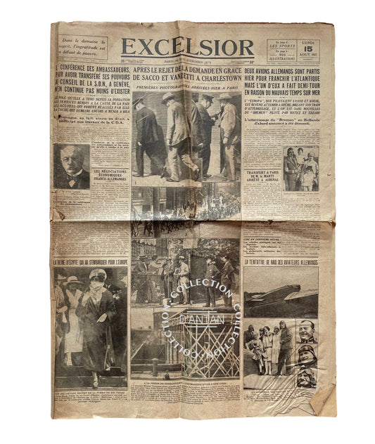 Journal Excelsior Paris daté 15 Août 1927 Original