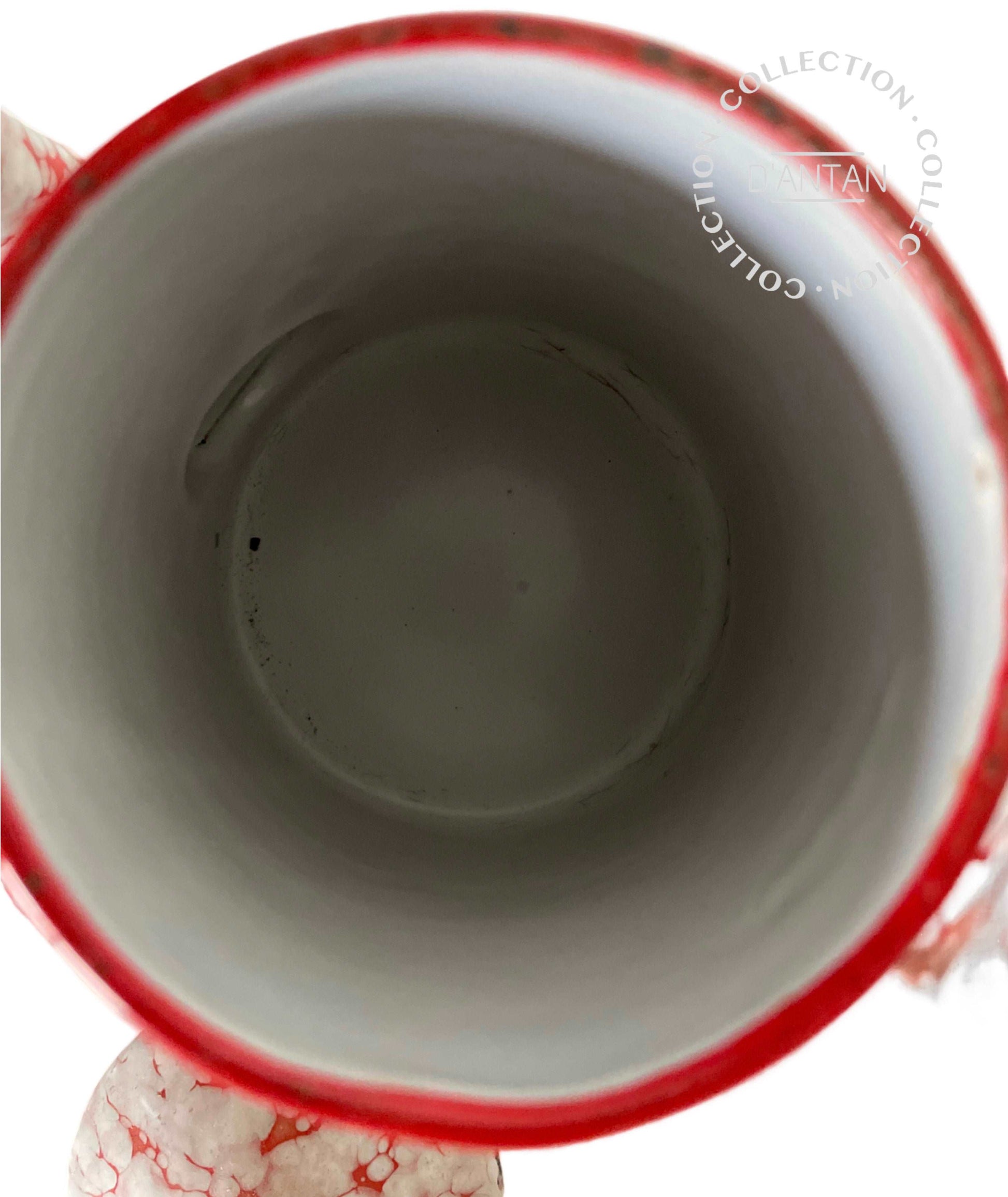 Cafetière Émaillée Marbrée Blanche et Rouge