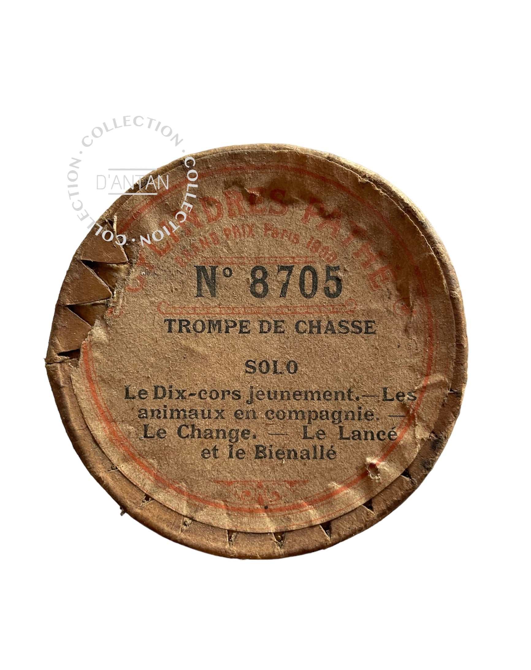 Boîte Cylindre Phonographe Pathé N. 8705 Trompe De Chasse Solo