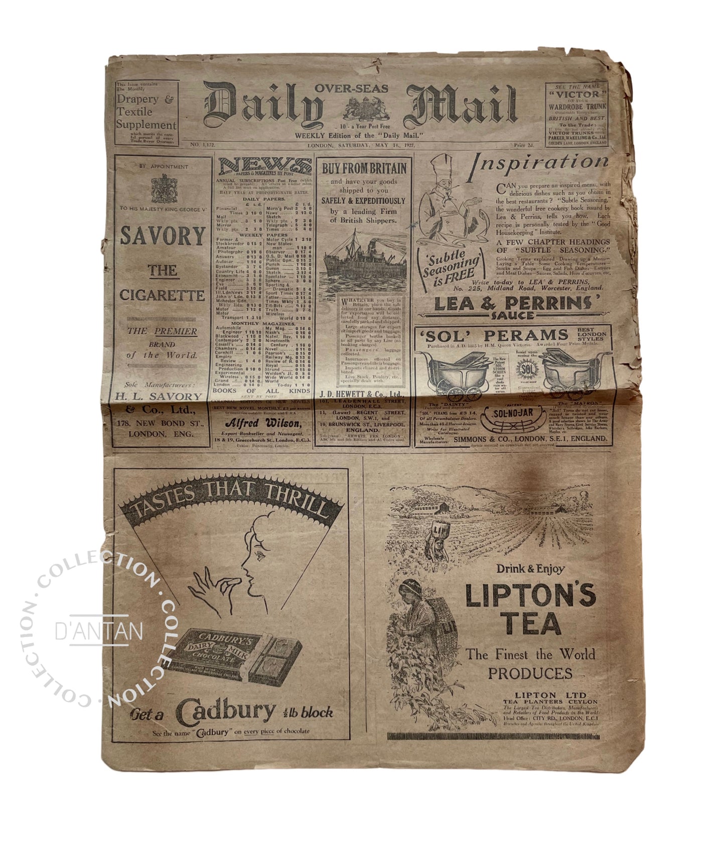 Journal Daily Mail Londre daté 14 Mai 1927 Original