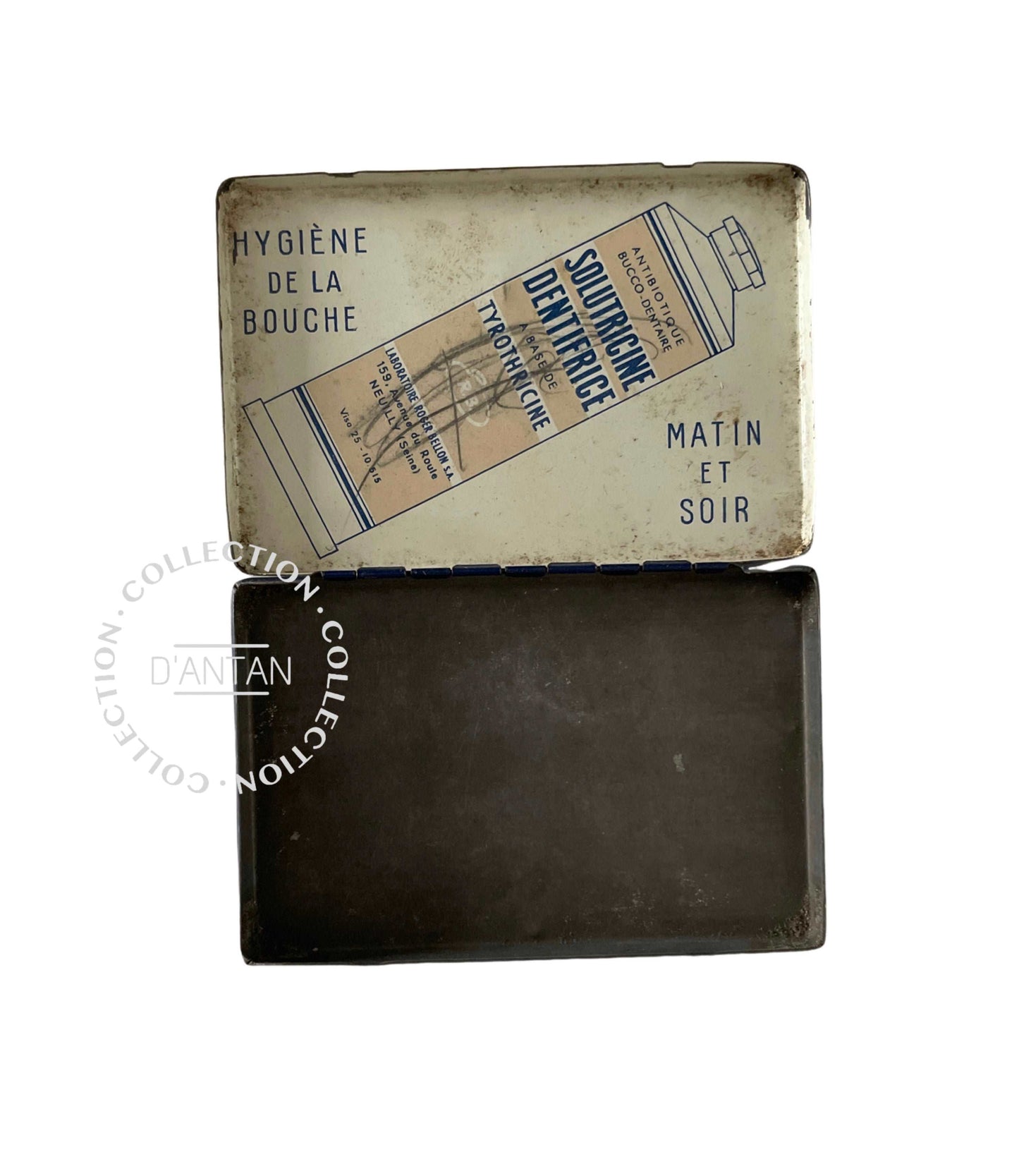 Ancienne XIXe Boite Pastilles Tole Emboutie ( Modéle Sans Charnière Ancienne XIXe Boite Pastilles Tole Emboutie ( Modéle Sans Charnière