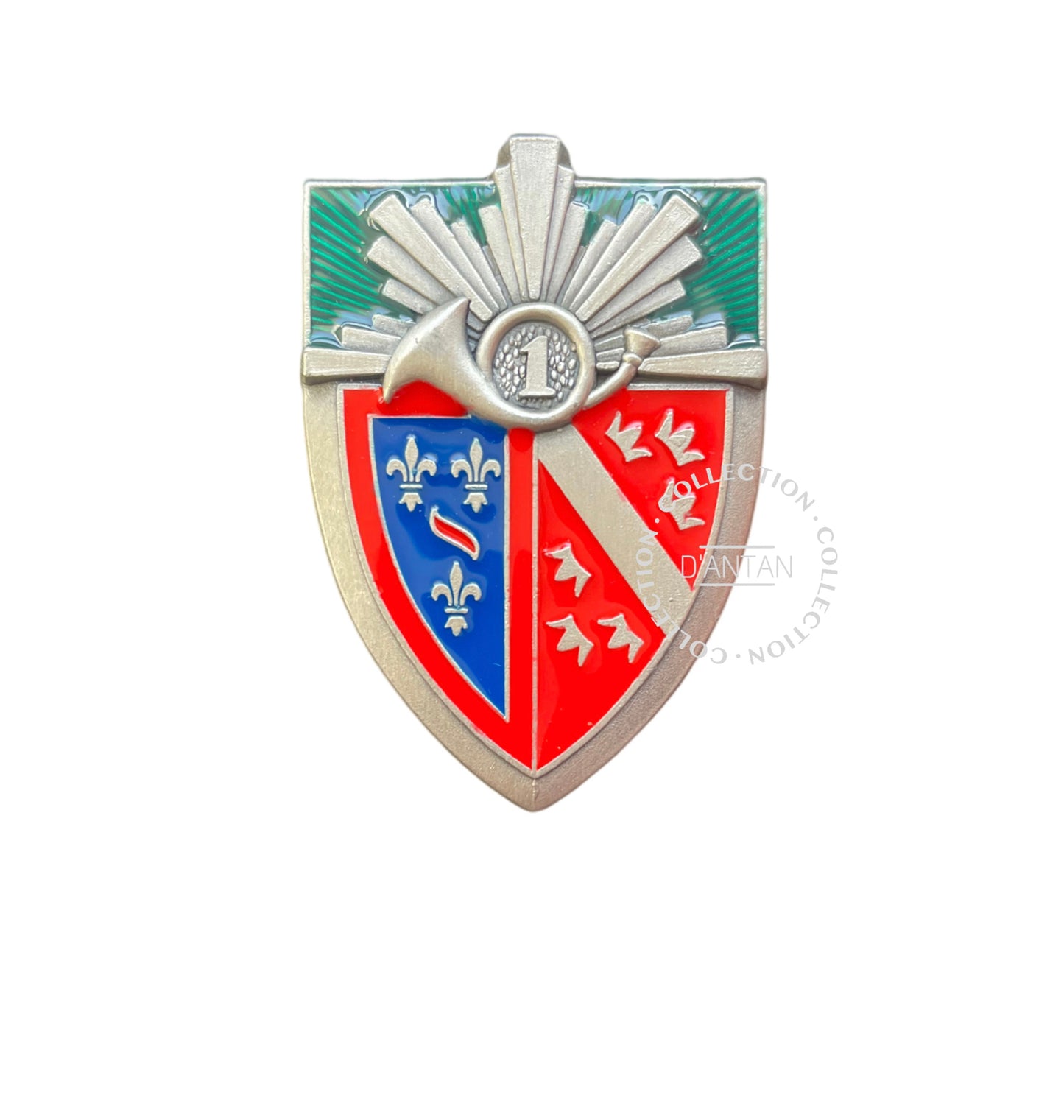 Insigne/Badge/Pucelle Militaire Français 1 er RCH Régiment de Chasseurs Arthus Bertrand Édition Atlas.