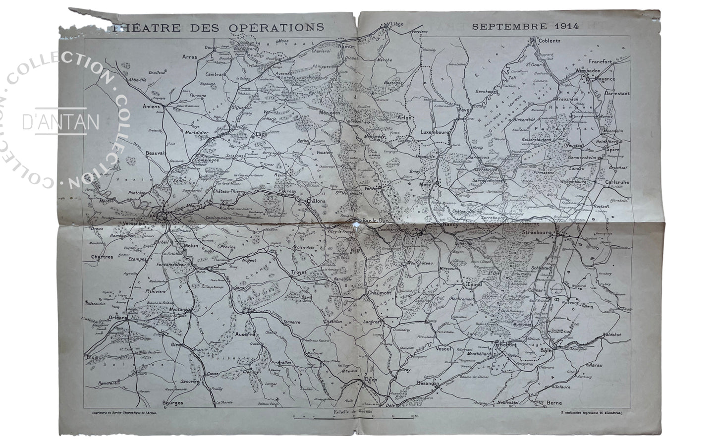 Carte Théâtre des Opérations Septembre 1914 Imprimerie du Service Géographique de L’Armée