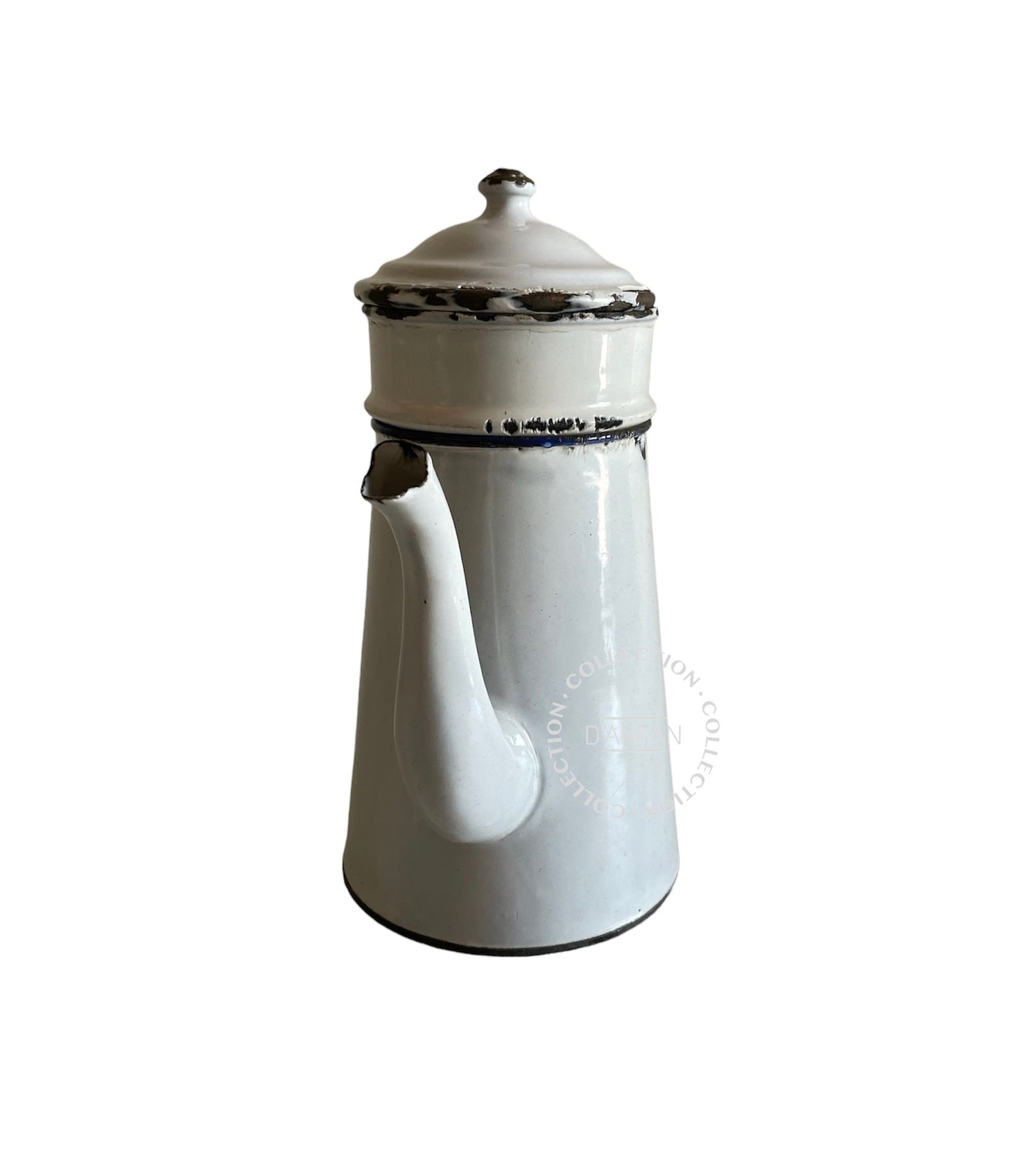 Cafetière Émaillée Blanche et Bleu