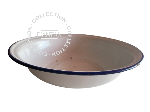 White and Blue Enameled Basin Diameter 34cm