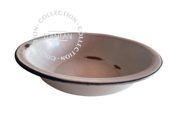 White and Blue Enameled Basin Diameter 30.5cm