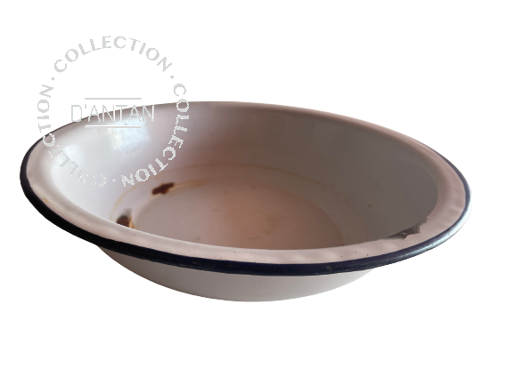 White and Blue Enameled Basin Diameter 30.5cm