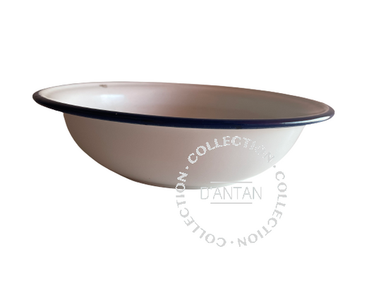 White and Blue Enameled Basin Diameter 28cm