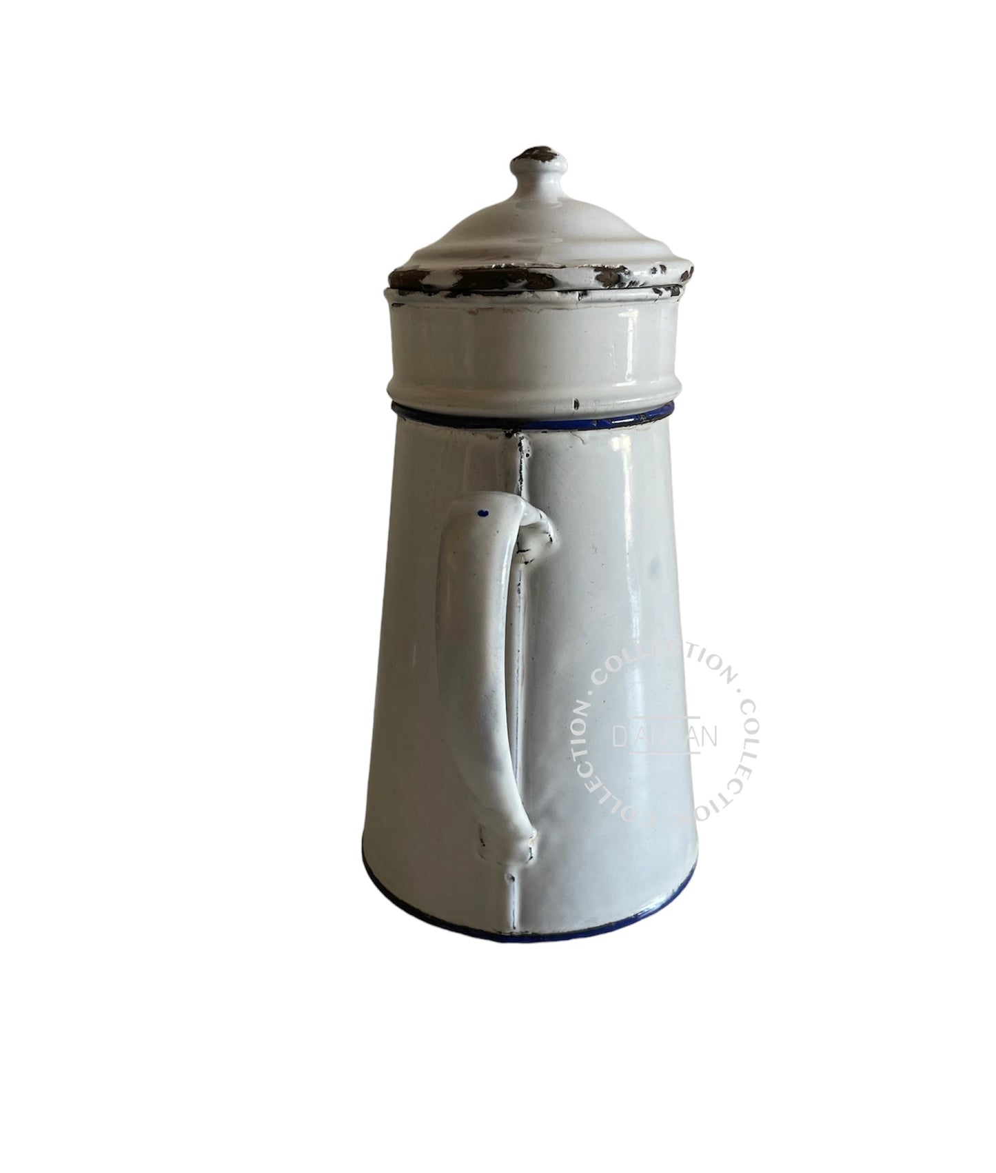 Cafetière Émaillée Blanche et Bleu