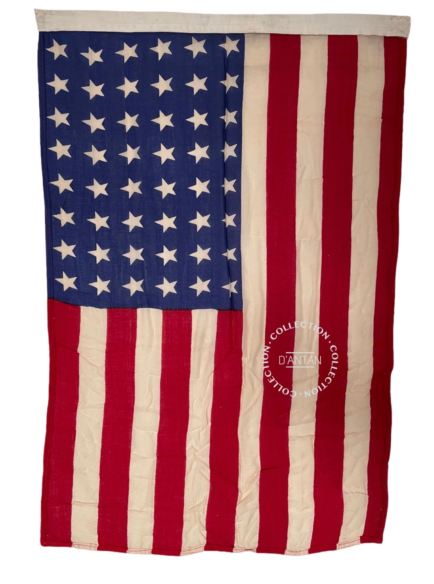 Drapeau Américain 48 Étoiles Imprimés 90x60cm avec Tampons US Boston 1944 Reproduction Vieillie