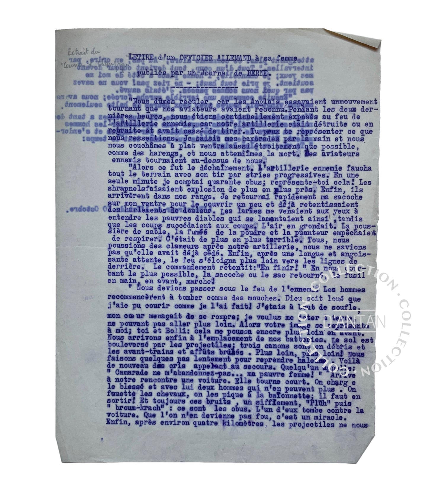 Lettre D’un Officier Allemand A Sa Femme Extrait D’un Journal Ww1 1GM