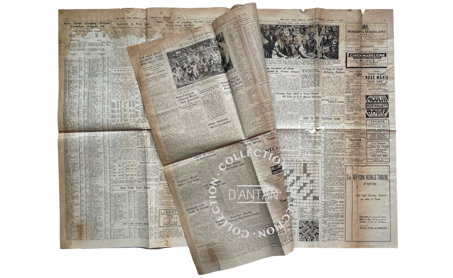 Journal The New York Herald Paris daté 17 Août 1927 Original