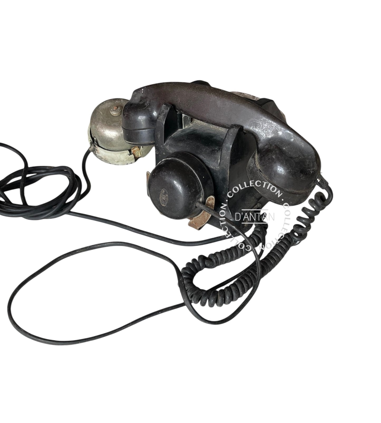 Téléphone Vintage Bakélite Noir avec Sonnette PTT Appareil Mobile BC 360 Année 50 Daté 1959