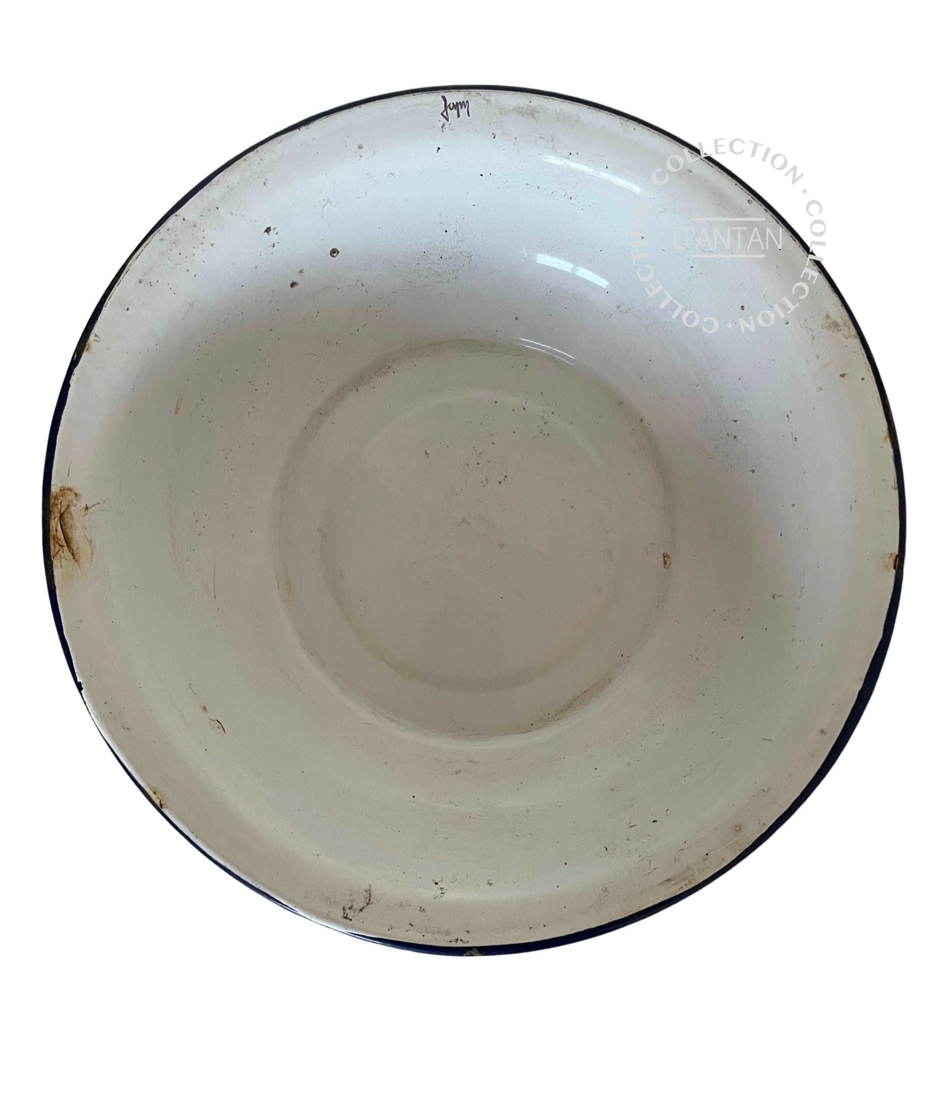 Bassine Émaillée Blanc et Bleu Diamètre 36,5cm