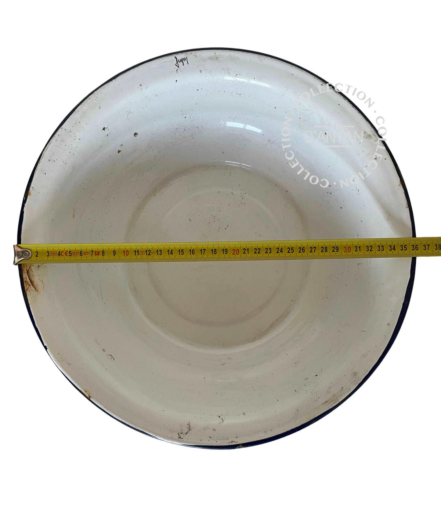 Bassine Émaillée Blanc et Bleu Diamètre 36,5cm