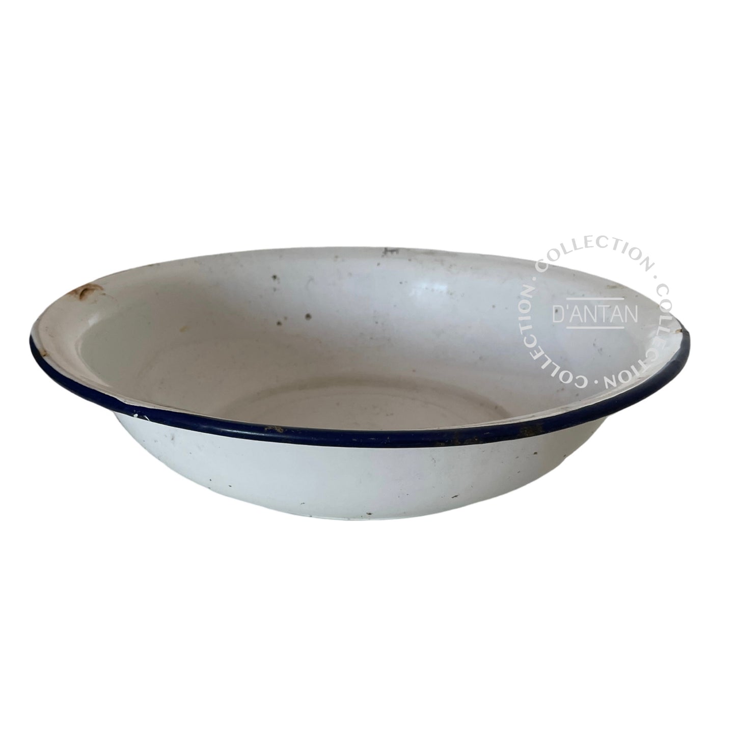 White and Blue Enameled Basin Diameter 36.5cm